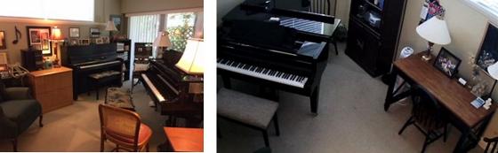Music studios with pianos